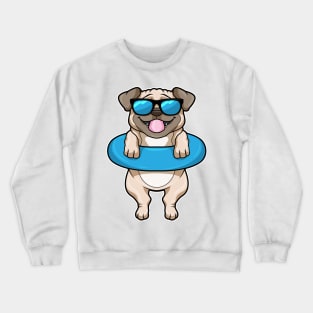 Dog at Swimming with Swim ring & Sunglasses Crewneck Sweatshirt